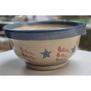 Handcrafted BBP Pottery Stoneware Bowl Stars & Stripes